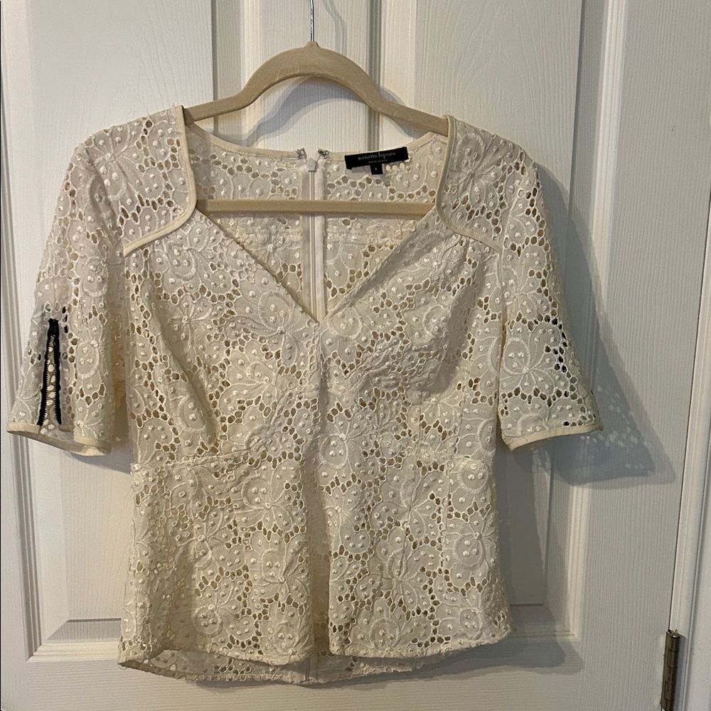 Nanette Lepore Cream Lace Blouse